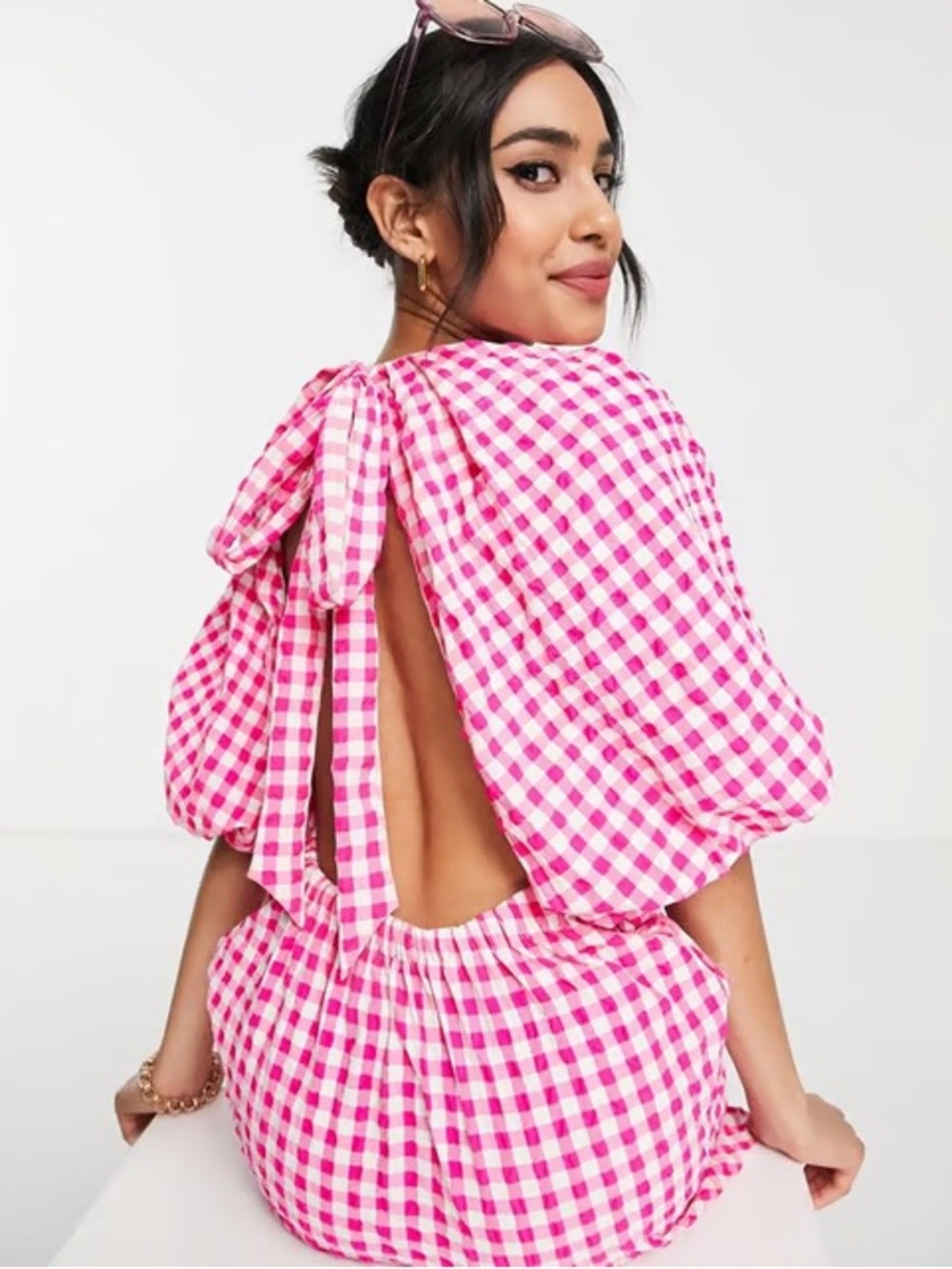 ASOS DESIGN Open Back Puff Sleeve Maxi Dress